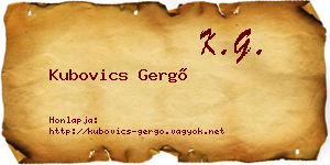 Kubovics Gergő névjegykártya
