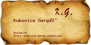 Kubovics Gergő névjegykártya
